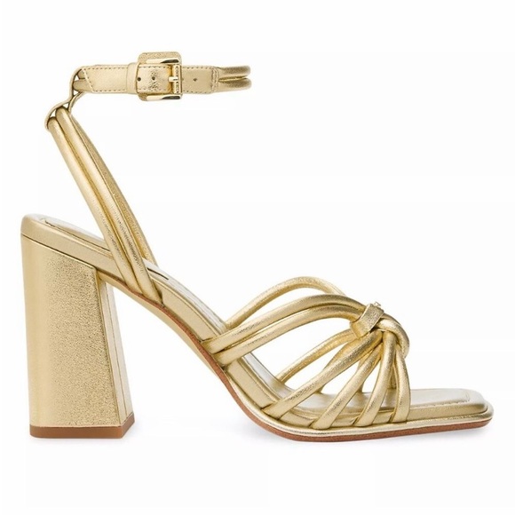 Michael Kors Gold Strappy Chunky Heels - Picture 2 of 8